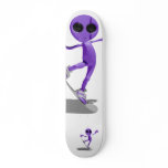 Snowboarding Purple Alien Skateboard