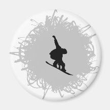 Snowboarding Scribble Style Fridge Magnets