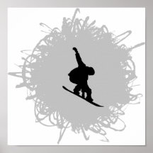 Snowboarding Scribble Style Print