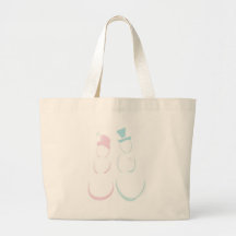 Snowcouple in Icy Pink and Blue Canvas Bags