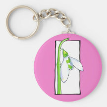 Snowdrop white pink Keychain
