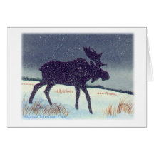 Snowdusted Moose Greeting Card