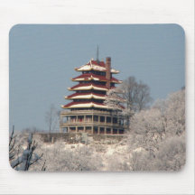 Snowfall on the Pagoda Mousepad