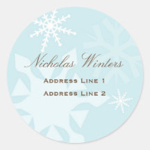 Snowflake Address Label Round Sticker
