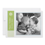 Snowflake and Stripes | Green Holiday Photo Cards invitations