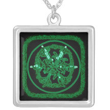 snowflake green neon pendant