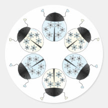 Snowflake Ladybug Round Sticker