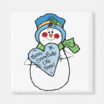 snowflake like home snowman fridge magnet