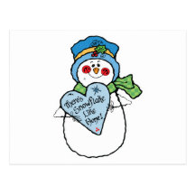 snowflake like home snowman postcards