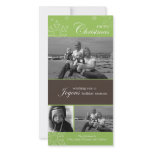 Snowflake Merry Christmas Green Photo Card
