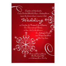 Snowflake Red Winter Wedding Invite