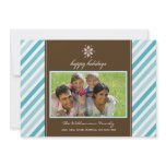Snowflake Ribbon Custom Family Holiday Card (aqua) invitations