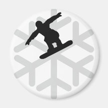 snowflake snowboarder icon refrigerator magnets