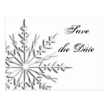 Snowflake Wedding Save the Date Postcard