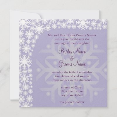 Snowflake Winter Wedding Invitation Ice Purple by Willowdesign
