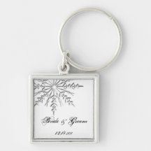 Snowflake Winter Wedding Keychain