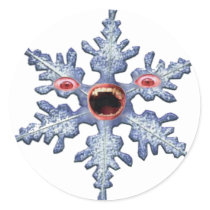 Snowflake Zombie! Distressed Round Stickers