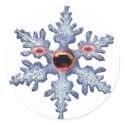 Snowflake Zombie! Distressed Round Stickers