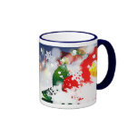 Snowflakes and Red Flower Christmas Mug