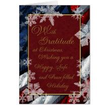 Snowflakes and Stars Red White and Blue Patriotic Greeting Cards
