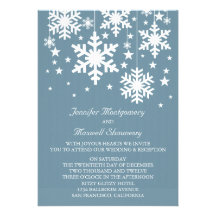 Snowflakes and Stars Wedding Invite, Blue