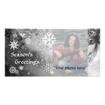 SNOWFLAKES ,black ,white,grey Photo Greeting Card