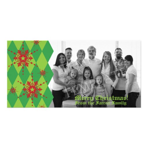Snowflakes & Diamond Christmas Family Photo Card