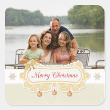 Snowflakes Merry Christmas banner photo stickers
