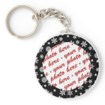 Snowflakes on Black Background Photo Frame keychains