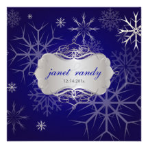Snowflakes on Indigo, Winter  Wedding Invitations