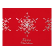 Snowflakes on red Christmas Invitation