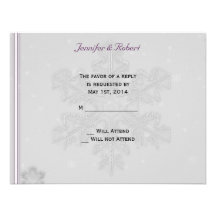 Snowflakes on Silver with Eggplant Accents Personalized Invite