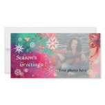 SNOWFLAKES  pink ,fuchsia,green,white photo cards