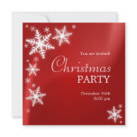 Snowflakes Red Christmas Party invitation