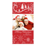 Snowflakes & Trees Merry Christmas Family Photo Personalized Photo Card
