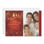 Snowflakes & Trees Merry Christmas Photo Card