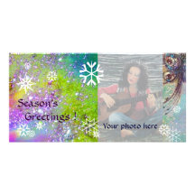 SNOWFLAKES,violet,green,blue,white Picture Card