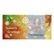 SNOWFLAKES ,yellow,red,brown,green,white Photo Card Template