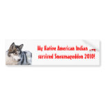 Snowmageddon Native American Indian Dog bumper stickers