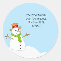 Snowman-Address Labels Stickers