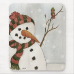 Snowman and Bird Mousepad