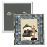 Snowman And Christmas Candle Button