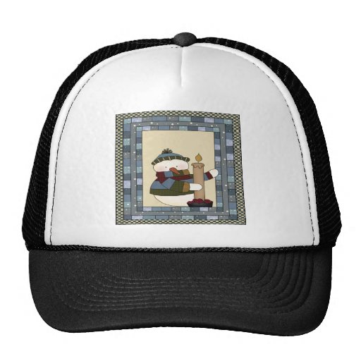 Snowman And Christmas Candle Mesh Hat