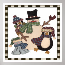 Snowman and Friends Poster