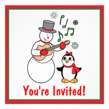 Snowman and Penguin Party Invitation