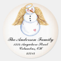 Snowman Angel 2 - Christmas Address Labels Sticker