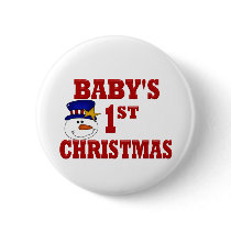 Snowman Baby's 1ST Christmas Pinback Button