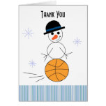 Snowman Basketball Player Thank You Card