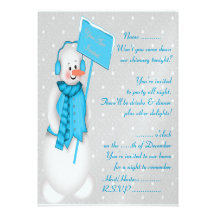 Snowman (blue) - Invitation