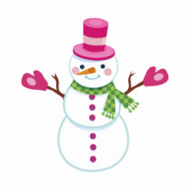 Snowman Christmas Magnet Pink Photo Cut Outs